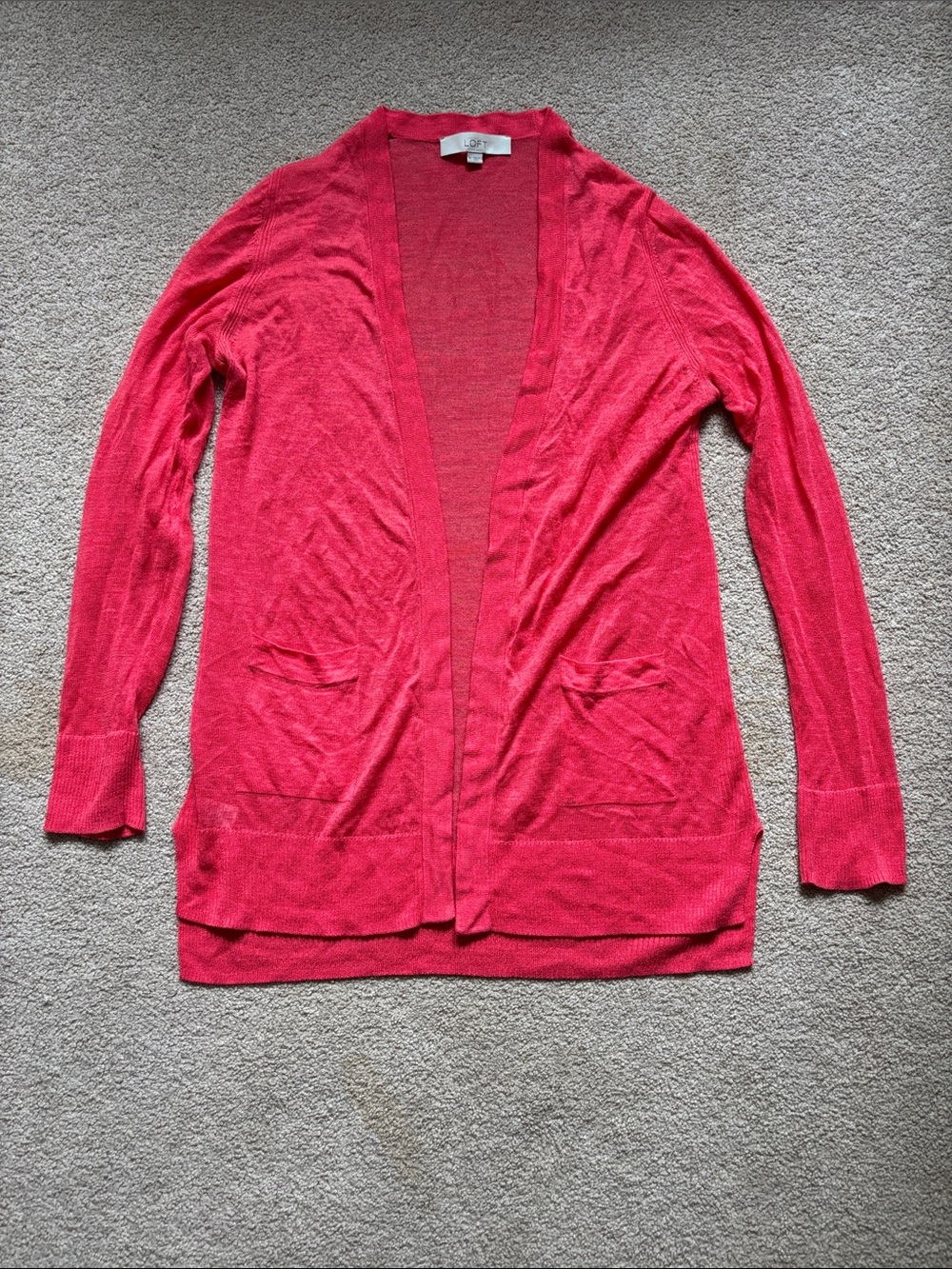 LOFT Open-Front Cardigan Sweater - Coral
